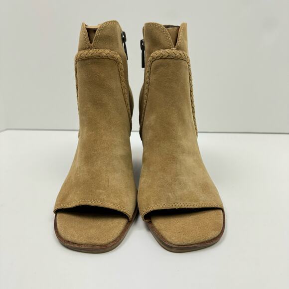 NEW Lucky Brand Lureli Peep Toe Western Wedge Booties Shooties - Picture 3 of 13